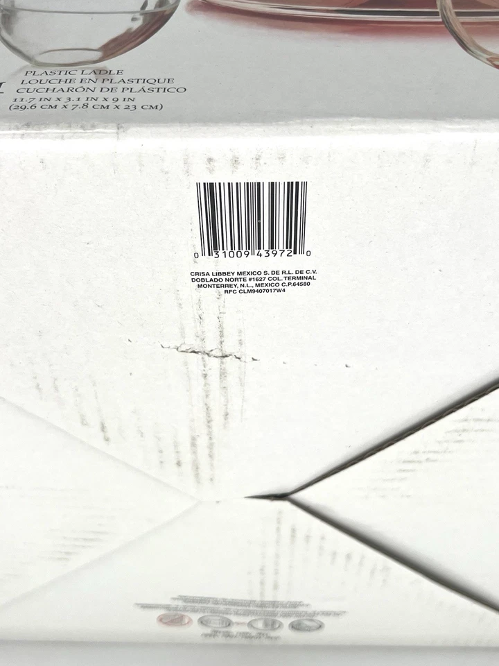 Libbey Selene Glass Punch Bowl 10 Piece Serving Set (Bowl,Plastic Ladle,8 Cups) - Image 4 of 4