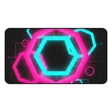 Neon Cyberpunk Hexagon Tech Pattern Desk Mat  Gaming Desk/Mouse Pad