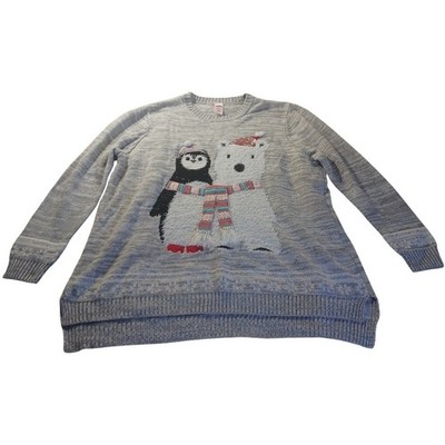 Holiday Time 3X Penguin Polar Bear Sweater Tunic Christmas Graphic Knit Festive