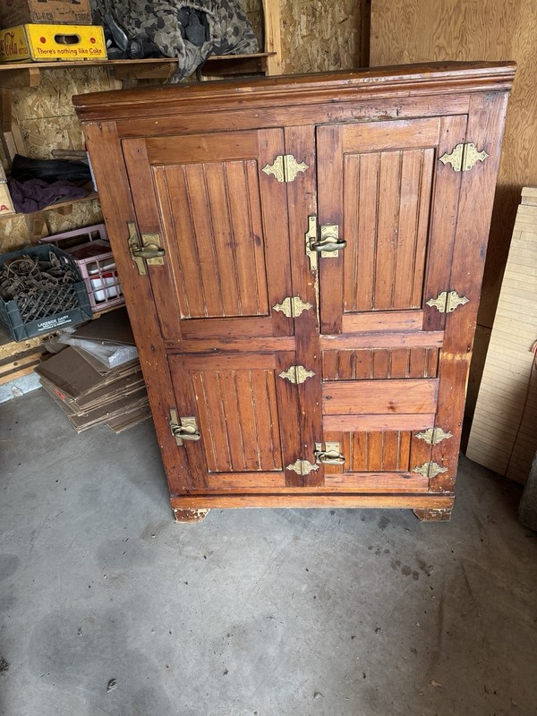 Antique/Primitive Ice Box..Porcelain Lined..old & original..very heavy..56" tall