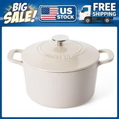 Martha Stewart Everyday Eastwick 4-Quart Linen Enamel Cast Iron Dutch Oven