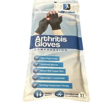 Hotcakes Compression Arthritis Gloves Open Finger Design Size XL Black NIP