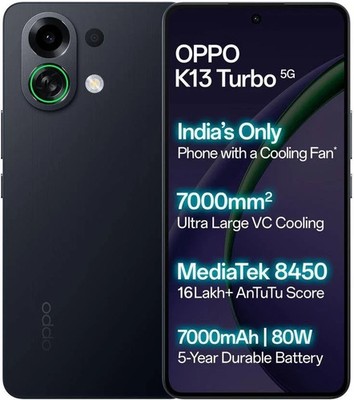 OPPO K13 Turbo 5G (Midnight Maverick, 256 GB) (8 GB RAM) Dimensity 8450 Process
