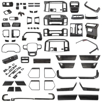  Black Wood Steering wheel Full Decor Cover Trims Decor Kit For Ford F150 2021+