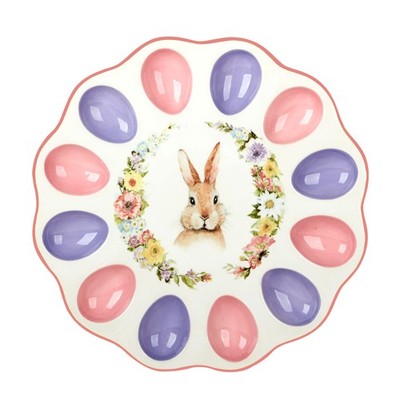 Certified International Easter Garden 3-D Deviled Egg Plate 12 Diameter 41273