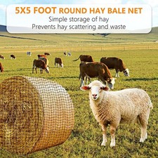 5x5ft Round Bale Hay Net for Horses, Heavy Duty Slow Feed Hay Net