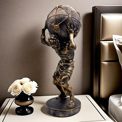 Bronze Greek Atlas Holding World Statue Large Sculpture Figurine Home Office ... - Picture 5 of 9