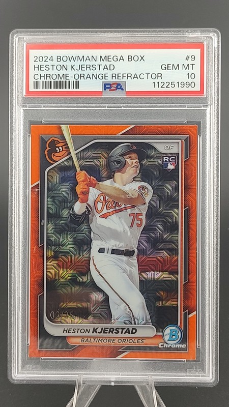 2024 Bowman Mega - HESTON KJERSTAD - RC Orange Chrome #/25 SP Orioles #9 PSA 10