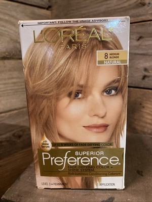L'Oreal Paris Superior Preference 8 Medium Blonde Natural Fade-Defying Color 