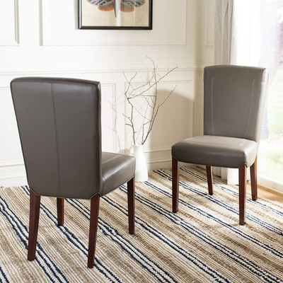 Set of 2 Hudson Greenwich Marbled Leather Side Chairs - Clay Color