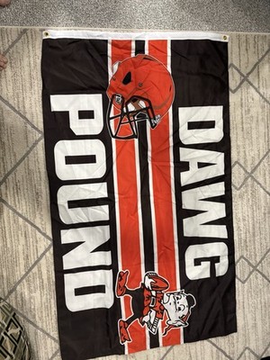 Cleveland Browns Dawg Pound 3x5 ft Polyester Flag w/ Grommets Black/Orange/White