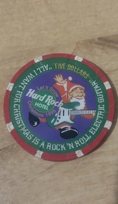 Weihnachten 1996 Hard Rock 5 $ Casino Chip Las Vegas