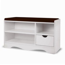 Klika Shoe Rack Cabinet Organiser (White/Brown) - 80 x 30 x 45cm