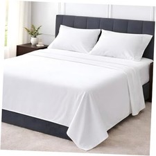 4 Piece Sheet Set, 1800 Ultra Soft Hotel Luxury California King White Solid