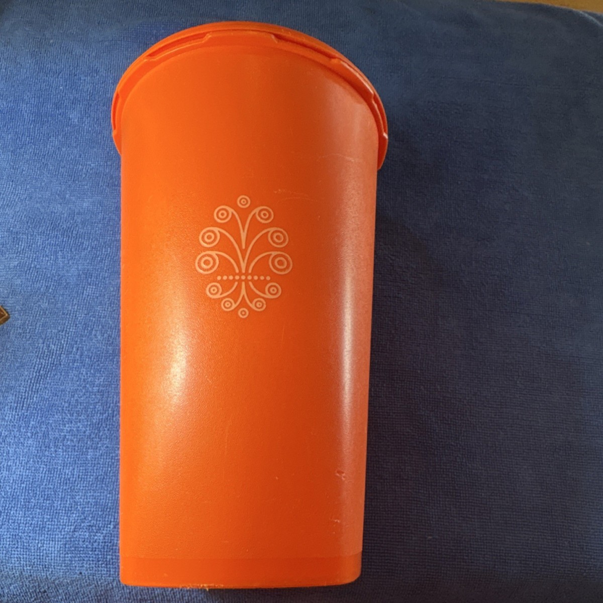 CANlSTER 容器1300 Vintage Tupperware Orange Plastic Canister 1222-6 Cylinder With