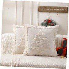 Christmas Throw Pillow Covers 18x18 Set of 2 18" x 18" Pack of 2 Beige-tree