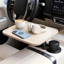 360  Rotating Wood Car Tray  Desk for Laptop - Steering Wheel Cup Holder Tab...