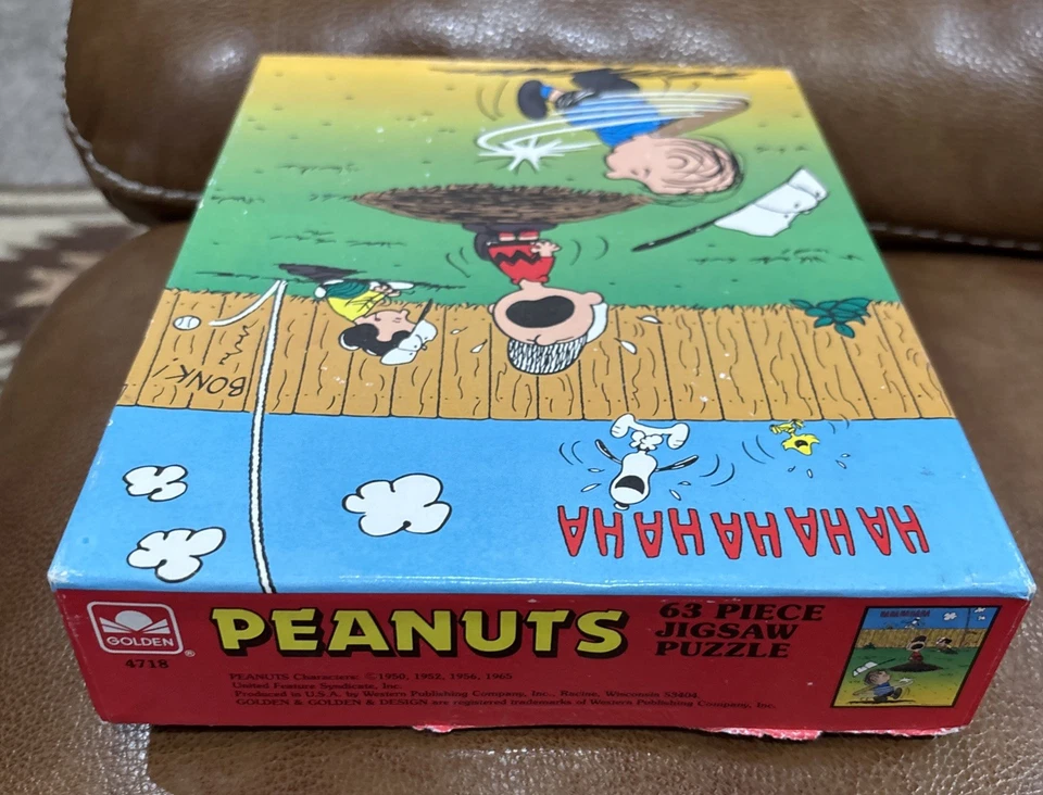 Golden Peanuts Baseball Charlie Brown Lucy Linus Snoopy 63 Pc Puzzle COMPLETE - Image 4 of 4