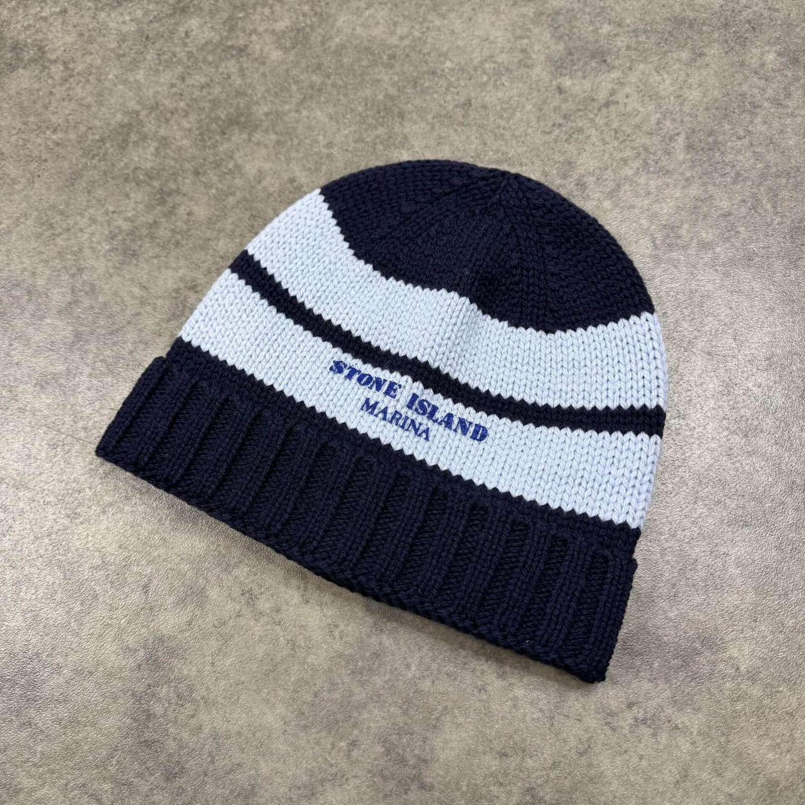 Stone Island Marina Striped Knitted Wool Beanie Hat RRP £195 image 2