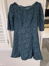 Eliza J dark green lace dress with floral pattern Size 8