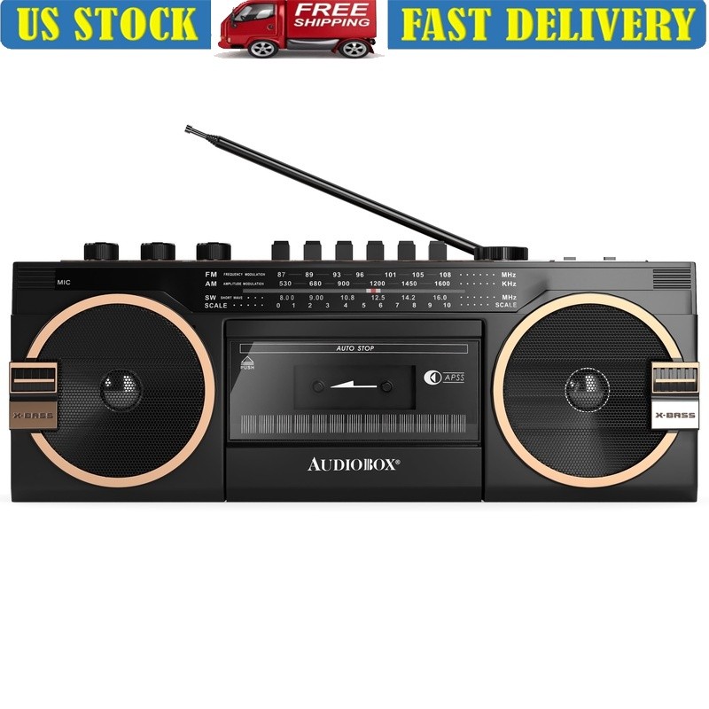 Retro Boombox Speaker Bluetooth Cassette Player USB MP3 AM F