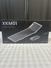 ProtoArc XKM01 Foldable Full-Size Wireless Keyboard  Mouse Combo, Silver, Open