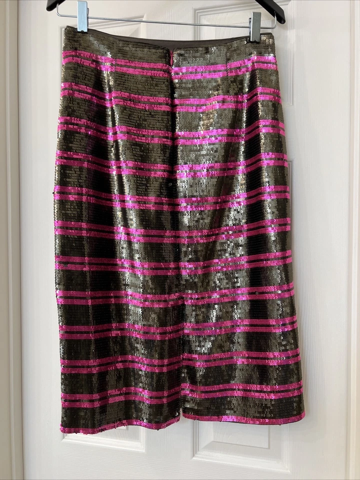 J. Saia listrada CREW lantejoulas marrom e rosa nova com etiquetas tamanho 6 - Imagem 3 de 4