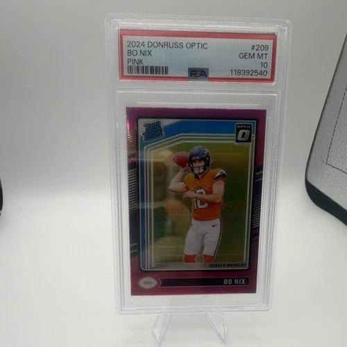 2024 Panini Donruss Optic Rated Rookie Bo Nix Pink Prizm #209 PSA 10 Broncos