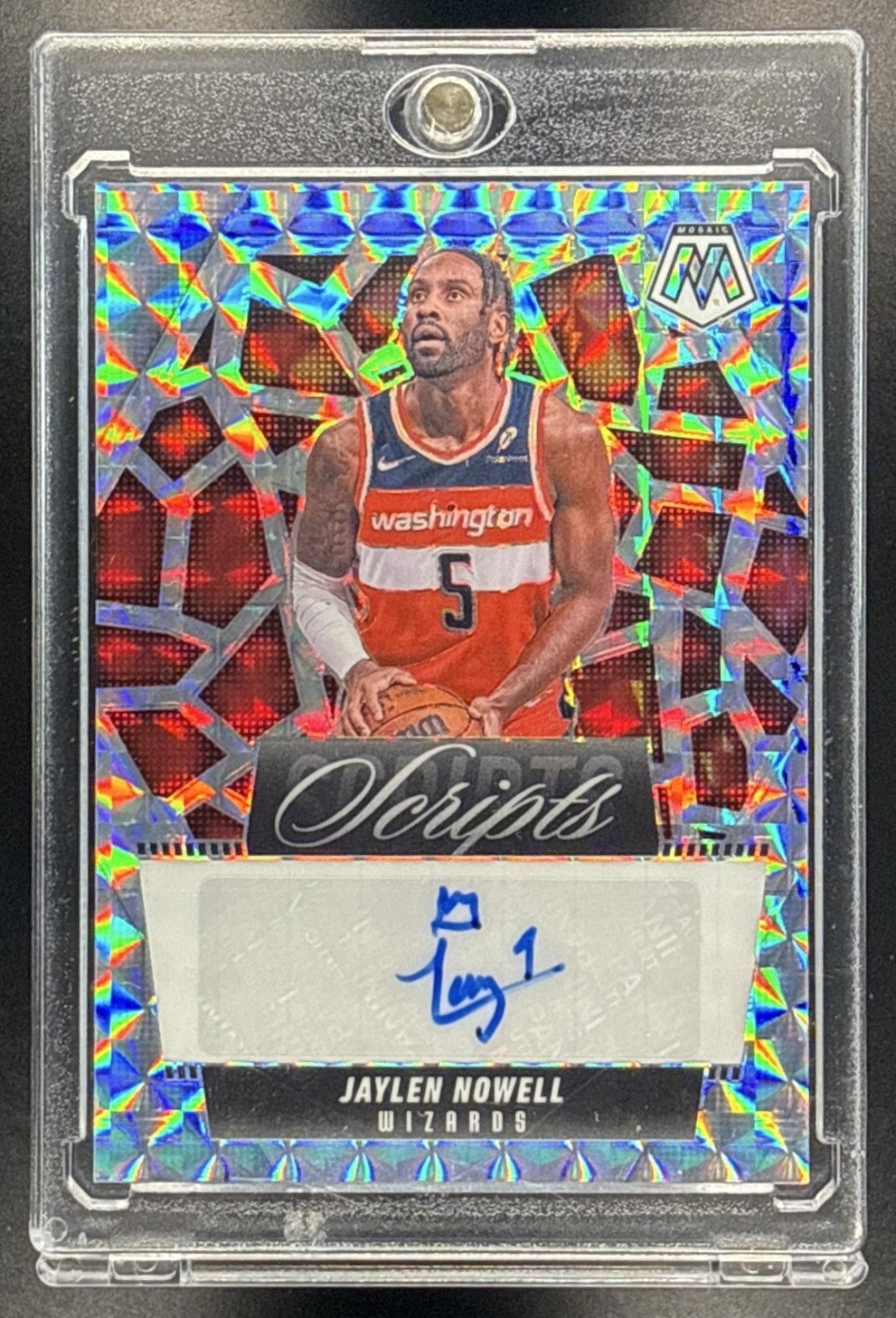 2024-25 Panini Mosaic Jaylen Nowell #MS-JNW Scripts Silver Mosaic Auto Wizards