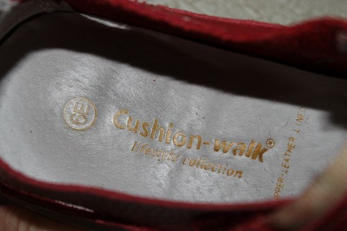 CUSHION - WALK Genuine Red Leather Ladies Flat Comfort Shoes Size 6E - Picture 5 of 8