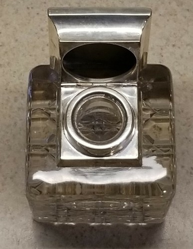 Early John Grinsell and Sons calamaio argento con marchio britannico 3" x 3" x 3 1/4" - Foto 6 di 9