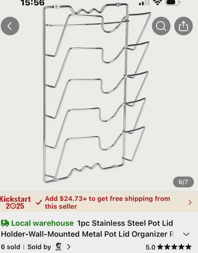 1 Stainless St Pot Lid Organizer Cabinet/Wall Mount Rack Holder NEW 16 x 10 X 6