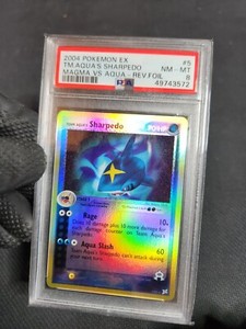 2004 Pokemon ex Magma Aqua Team Aqua's Sharpedo Reverse Holo Card 5 Grade PSA 8