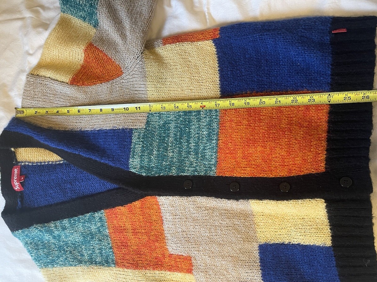 Supreme Patchwork Mohair Cardigan Sweater Knit Size Medium Supreme Patchwork Mohair Cardigan Sweater Knit Size Medium