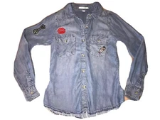 Miami Button Down Women's 100% Lyocell Blue Shirt SZ XS  W/patches