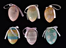 SET OF 6 VINTAGE DECOUPAGED EASTER EGG ORNAMENTS IN ORIGINAL CONTAINER