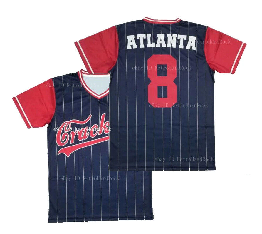 Throwback Atlanta #8 Team Crackers Baseball Jersey Custom Names Stitched  Stripe