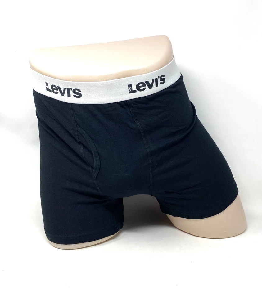 Paquete de 3 calzoncillos boxer de algodón elástico negros talla 37453 0582 ropa interior para hombre Levi's Foto 2 de 4