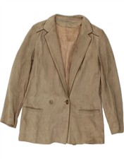 Vintage Womens Double Breasted Suede Jacket It 44 Medium Brown Leather Bm16