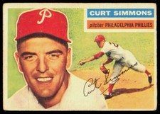 1956 Poor - Creased Curt Simmons Philadelphia Phillies #290