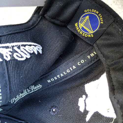 MITCHELL & NESS Golden State Warriors Snapback Hat Men's Black Grey NBA Cap - Picture 7 of 8