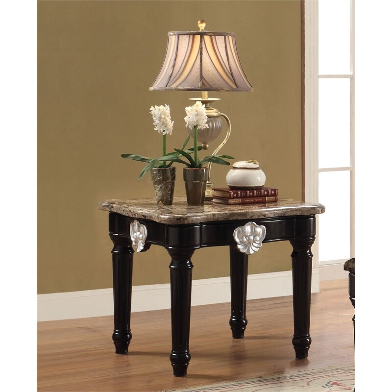 ACME Ernestine Marble Top Coffee Table with Carved in Black eBay