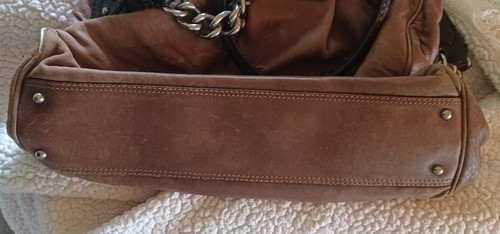 REDUCED! MARC JACOBS ALYONA SATCHEL PYTHON TRIM BROWN LEATHER TOTE PRE-OWN $1375 - Picture 9 of 22