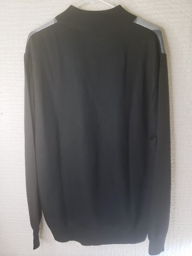 Sahara Club Argyle Sweater 1/4 Zip Black Gray White Polyester Men's XL - Picture 5 of 12