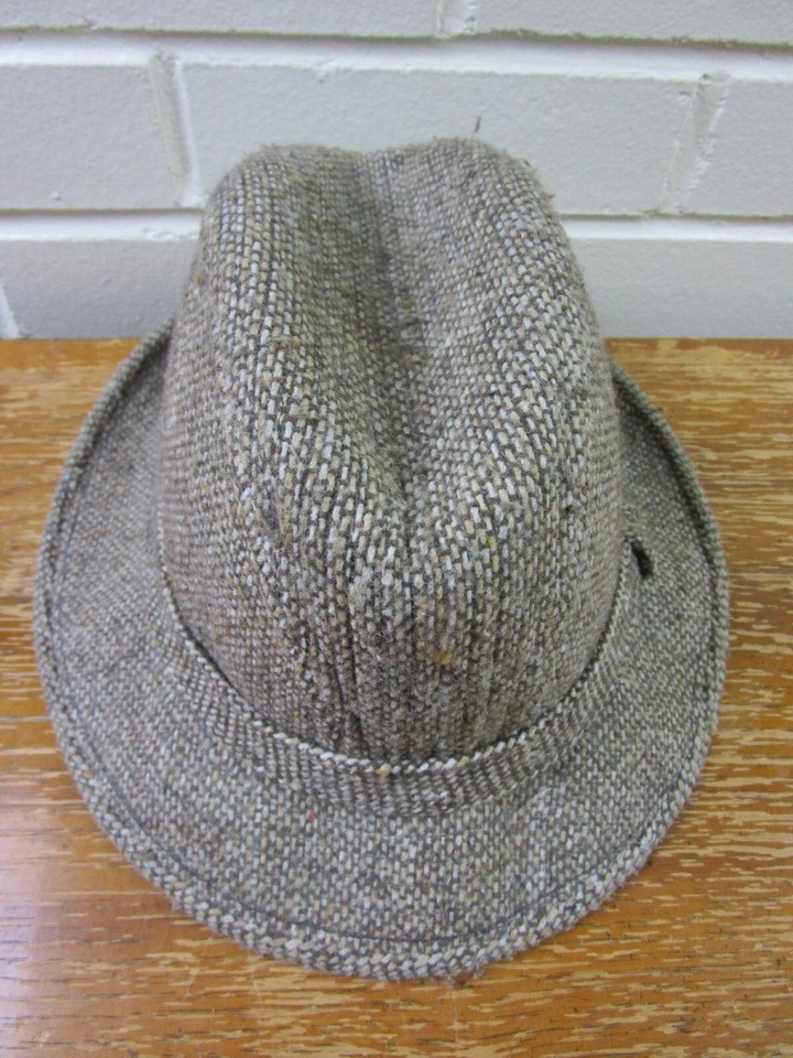 Vintage Men's STETSON Equalizer Fedora Wool Blend Gray Tweed - See Measurements - Image 4 of 4