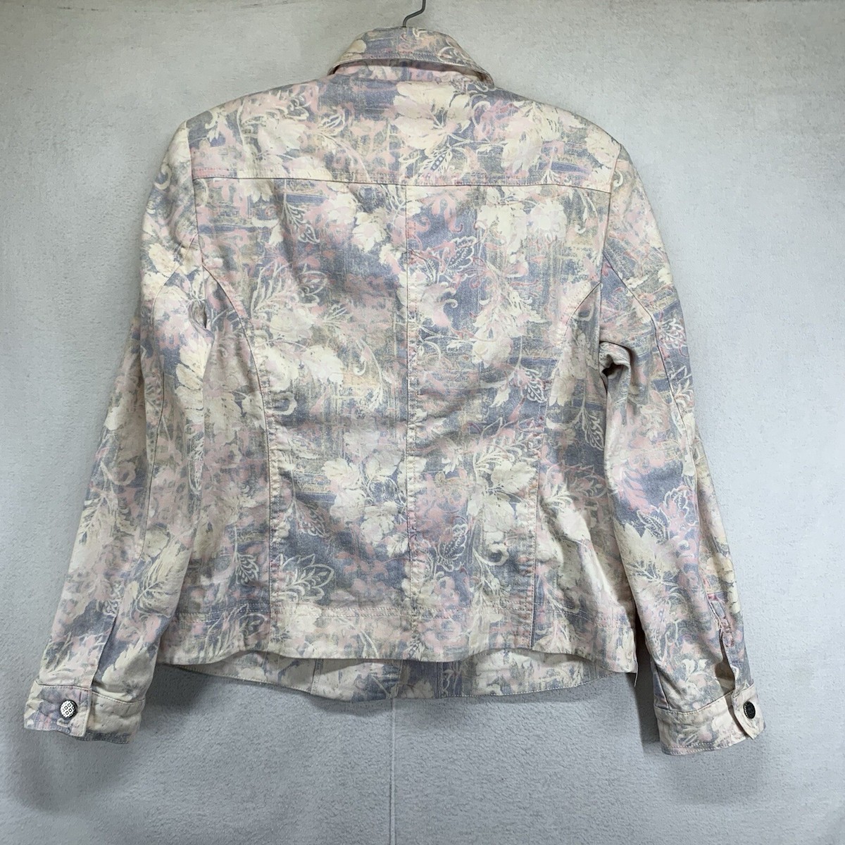 Vintage Women's Floral Denim Jacket 80s Hari Metal Rocker