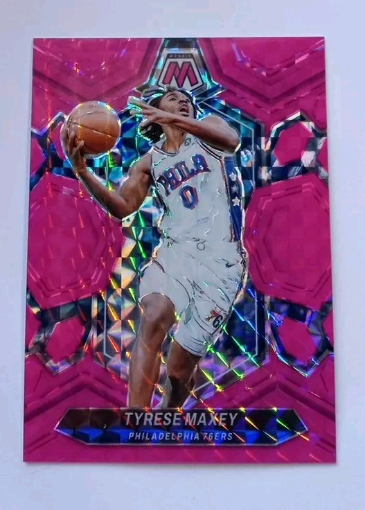 2023-24 23 2024 Panini Mosaic Tyrese Maxey Sixers Pink Fluorescent # 79 Prizm 10