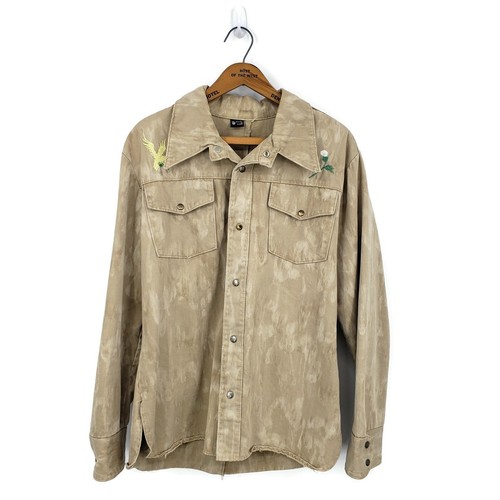 Vtg Male Call Embroidered Shirt Mens Large? Canvas Cotton Eagles Canada Hippie