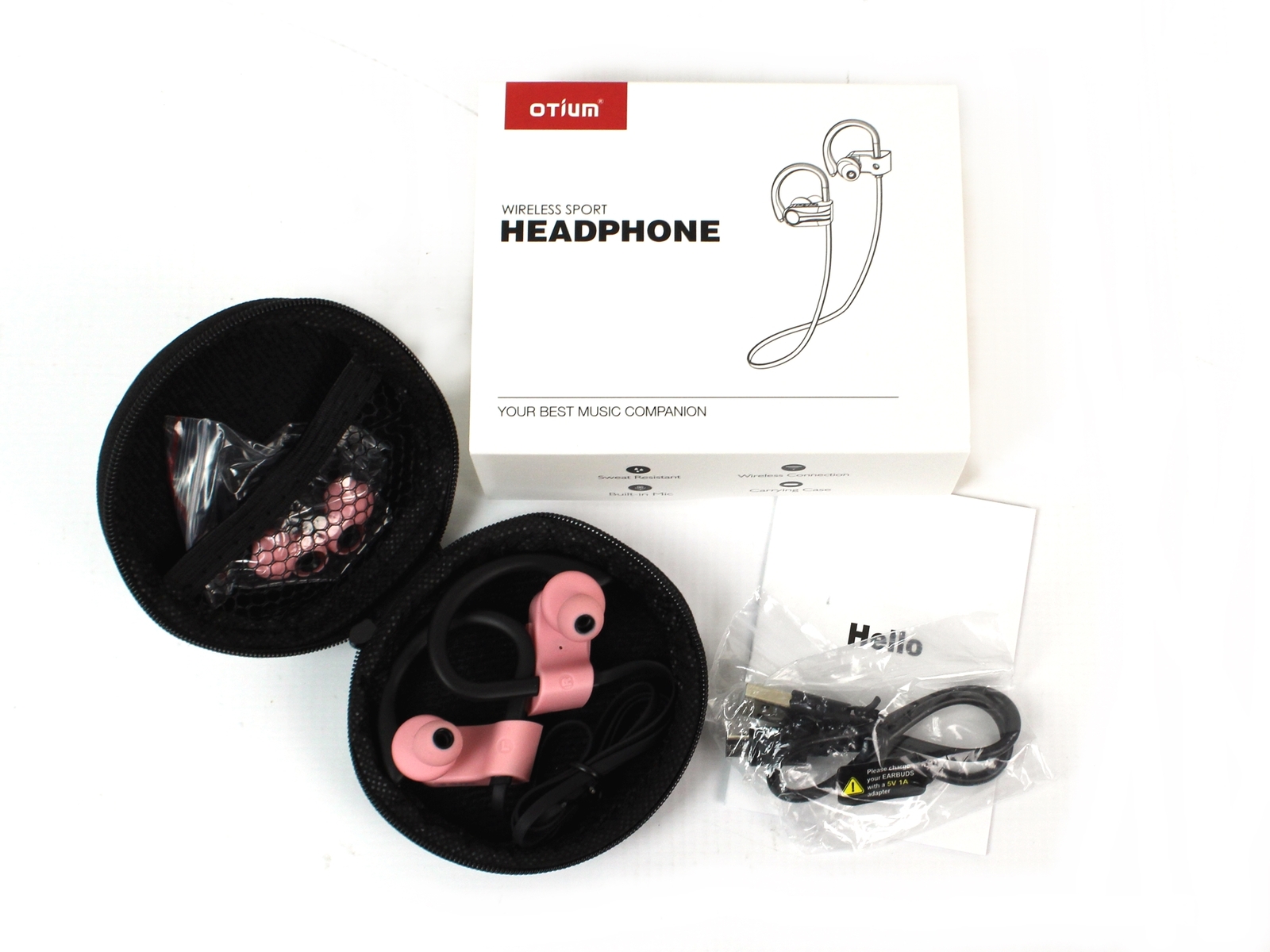 Otium Wireless Bluetooth Earbuds Headphones Sport (Pink) IPX7