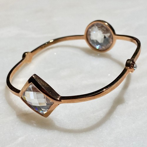 LOT OF 3 HENRI BENDEL SWAROVSKI CRYSTAL ROSE GOLD PLATED BANGLE BRACELETS SIGNED - Picture 9 of 11